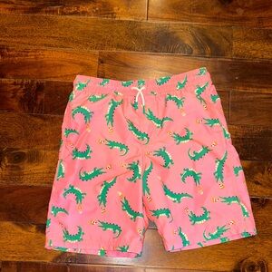Cat and Jack sz xl(16) Pink Swim Shorts with Green Alligator Print